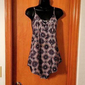 Women's XL Multicolored Printed MNK Handkerchief Top